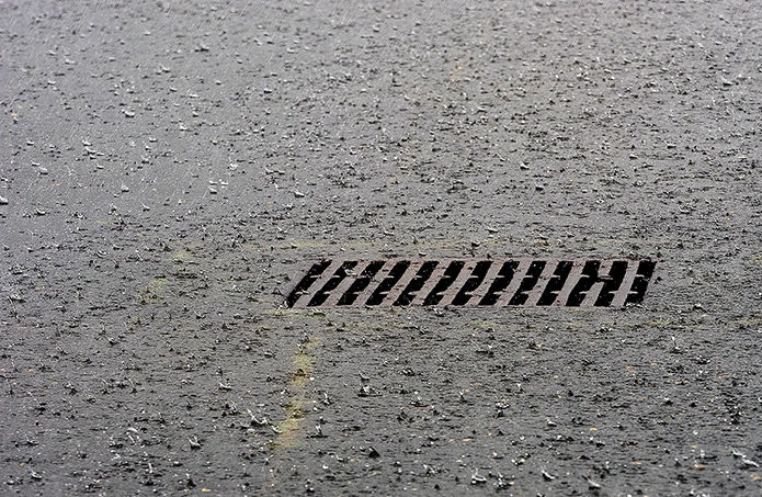 Stormdrain during rainfall